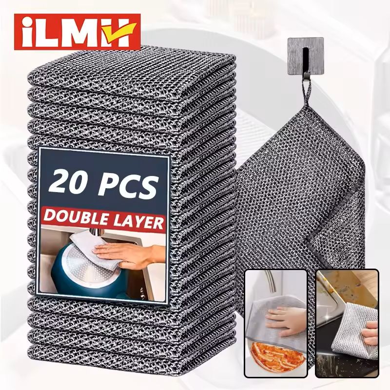 Magic Multipurpose Dishwashing Cloth Wire Mesh Scrubber for Kitchen and Home Cleaning