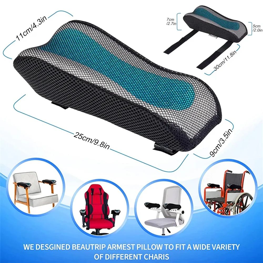 Office Chair Armrest Pad Elbow Pillow Memory Foam Cooling Gel Support Cushion For Gaming Chair Home 1