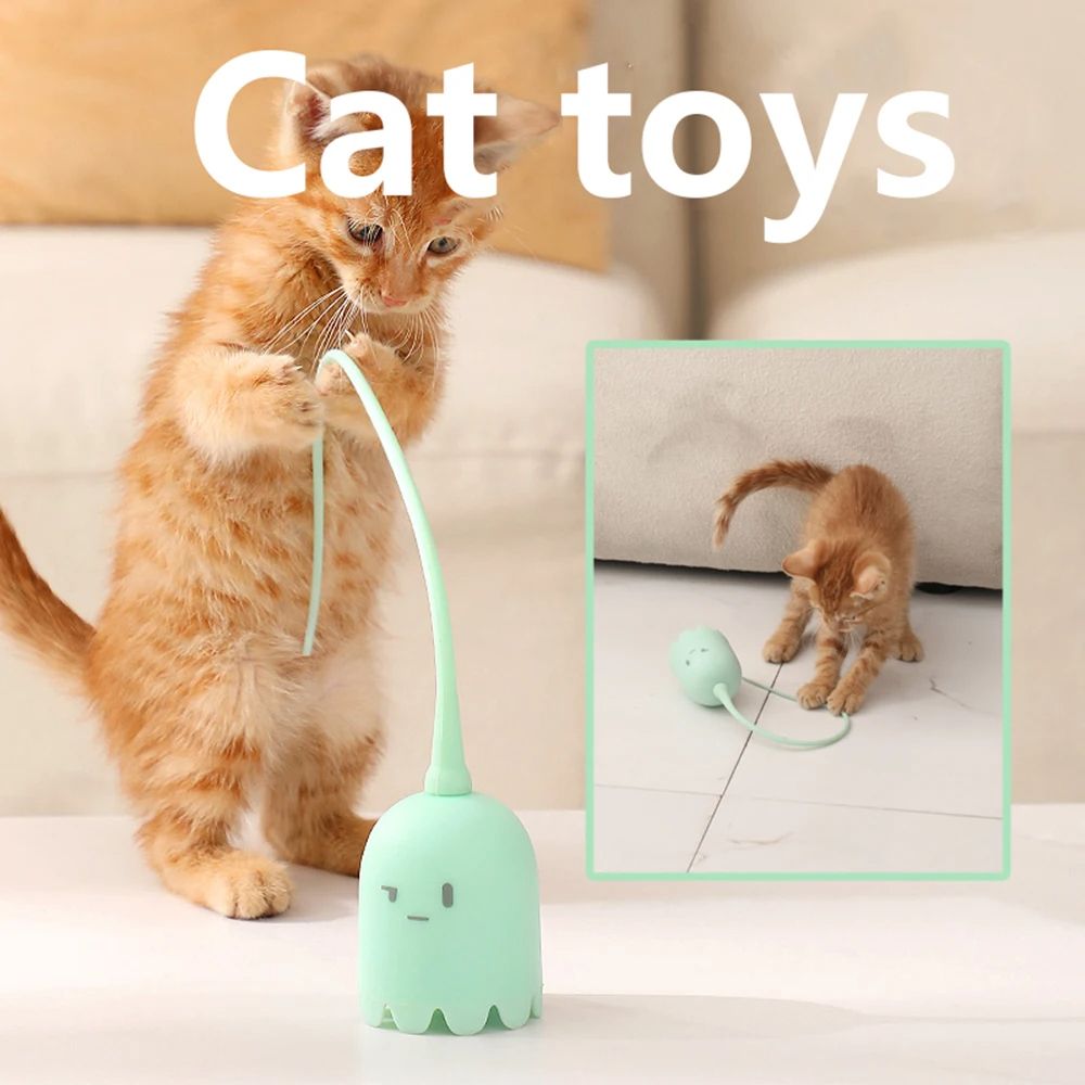 Electric Cat Teasing Stick Intelligent Tail Wagging Cat Toy With Silicone Tail Automatic Rotating M 2