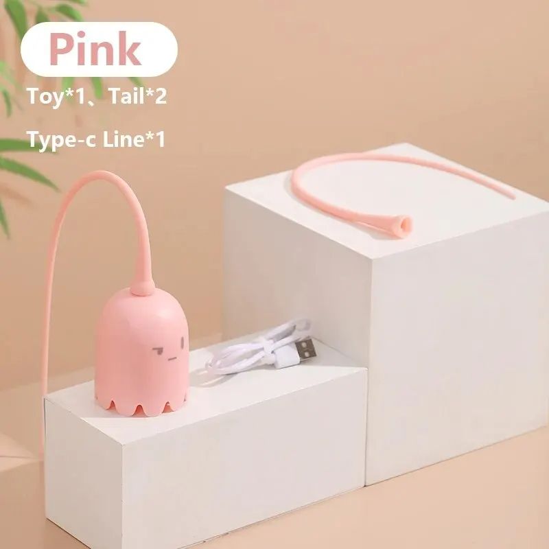 Electric Cat Teasing Stick Intelligent Tail Wagging Cat Toy With Silicone Tail Automatic Rotating M 7