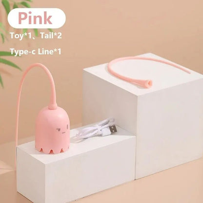Electric Cat Teasing Stick Intelligent Tail Wagging Cat Toy With Silicone Tail Automatic Rotating M 7