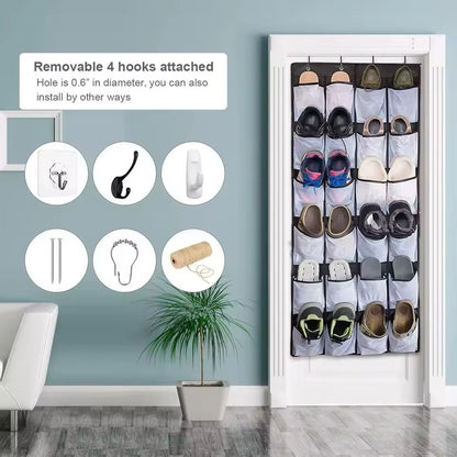 Over The Door Shoe Rack With 24 Mesh Pockets Hanging Closet Organizer Holder 4