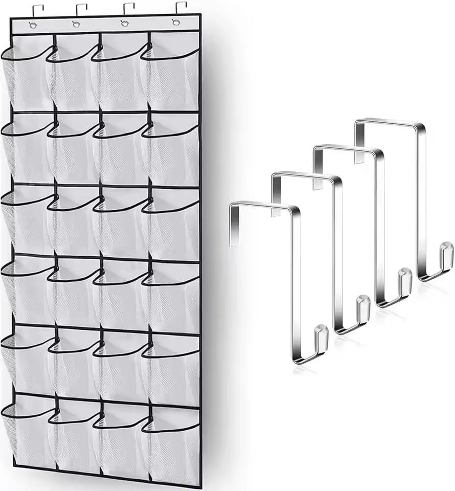 Over The Door Shoe Rack With 24 Mesh Pockets Hanging Closet Organizer Holder 6
