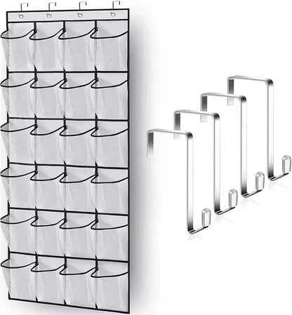 Over The Door Shoe Rack With 24 Mesh Pockets Hanging Closet Organizer Holder 6