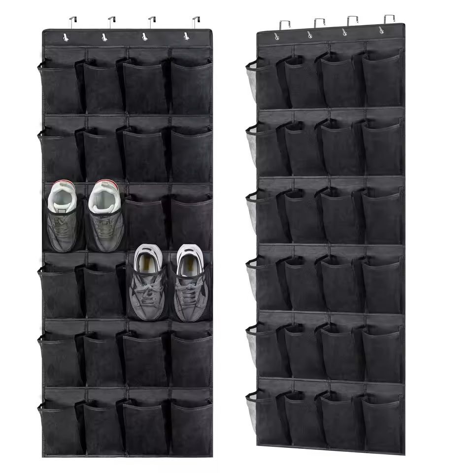 Over the Door Shoe Rack with 24 Mesh Pockets Hanging Closet Organizer Holder