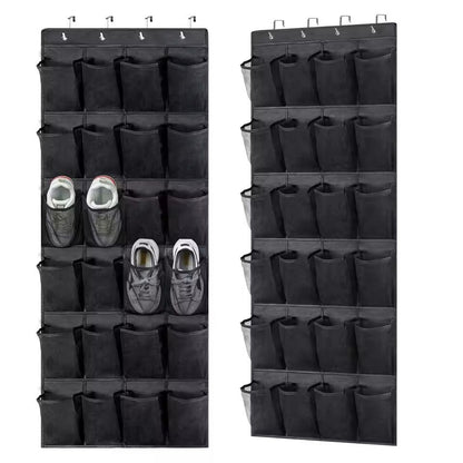 Over the Door Shoe Rack with 24 Mesh Pockets Hanging Closet Organizer Holder
