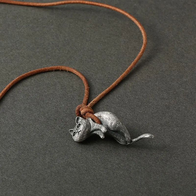 Original Design Cat Pendant Necklace Creative Personality Jewelry Gift For Women  Men 1
