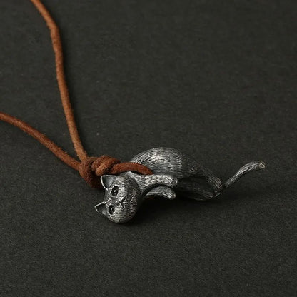 Original Design Cat Pendant Necklace Creative Personality Jewelry Gift For Women  Men 2