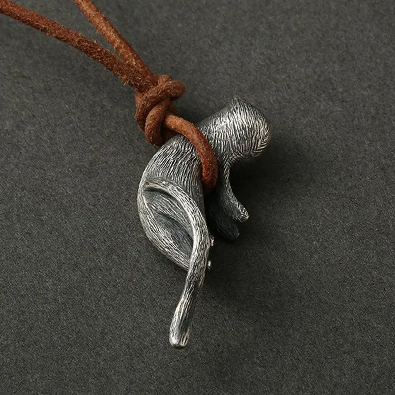 Original Design Cat Pendant Necklace Creative Personality Jewelry Gift For Women  Men 3