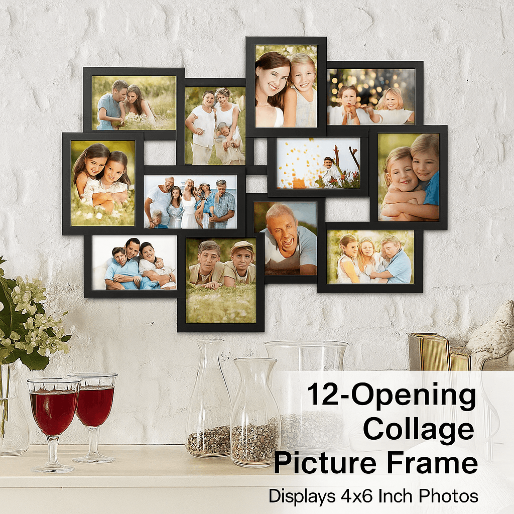 12Opening Collage Picture Frame  Wall Hanging Display For 4x6 Photos 1