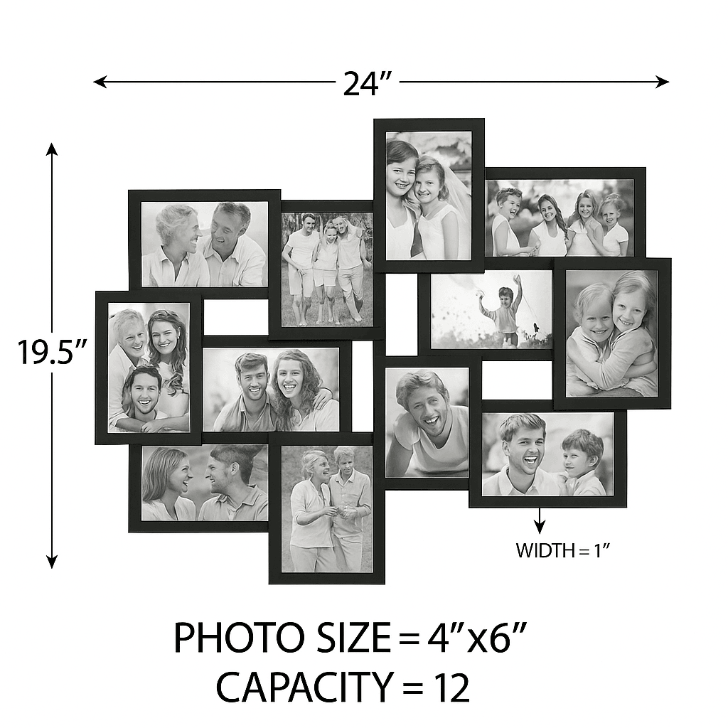 12Opening Collage Picture Frame  Wall Hanging Display For 4x6 Photos 3