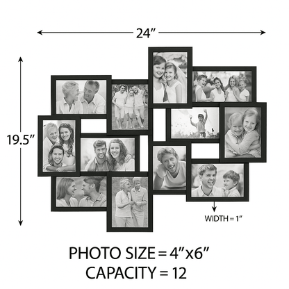 12Opening Collage Picture Frame  Wall Hanging Display For 4x6 Photos 3