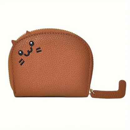 Fashion Cat Shaped Card Holder, Cute Faux Leather Wallet for Women with Coin Pocket & Credit Card Slots