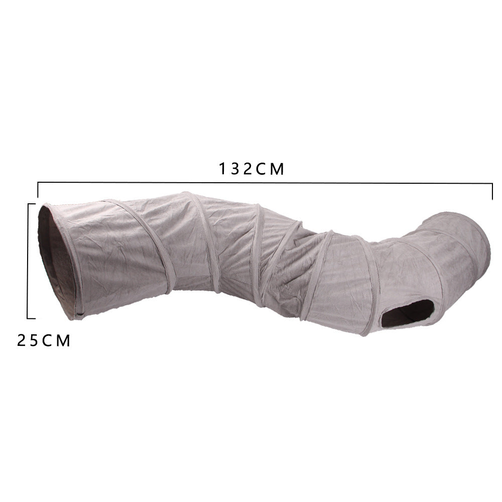 Collapsible Cat Winter Suede Tunnel Interactive 2 Way & 3 Way Play Chase Hide Tunnel for Puppy, Rabbit & Kitten