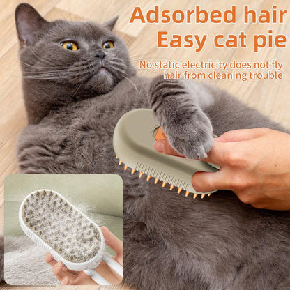 3in1 Steamy Pet Grooming Brush  Electric Spray Dog  Cat Hair Brush With Massage  Detangler Function 4