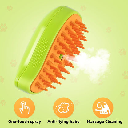 3in1 Steamy Pet Grooming Brush  Electric Spray Dog  Cat Hair Brush With Massage  Detangler Function 2