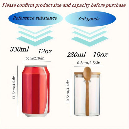 280ml Candy Jar Airtight Glass Storage Jar With Sealed Bamboo Lid And Spoon 10oz Transparent Biscui 4