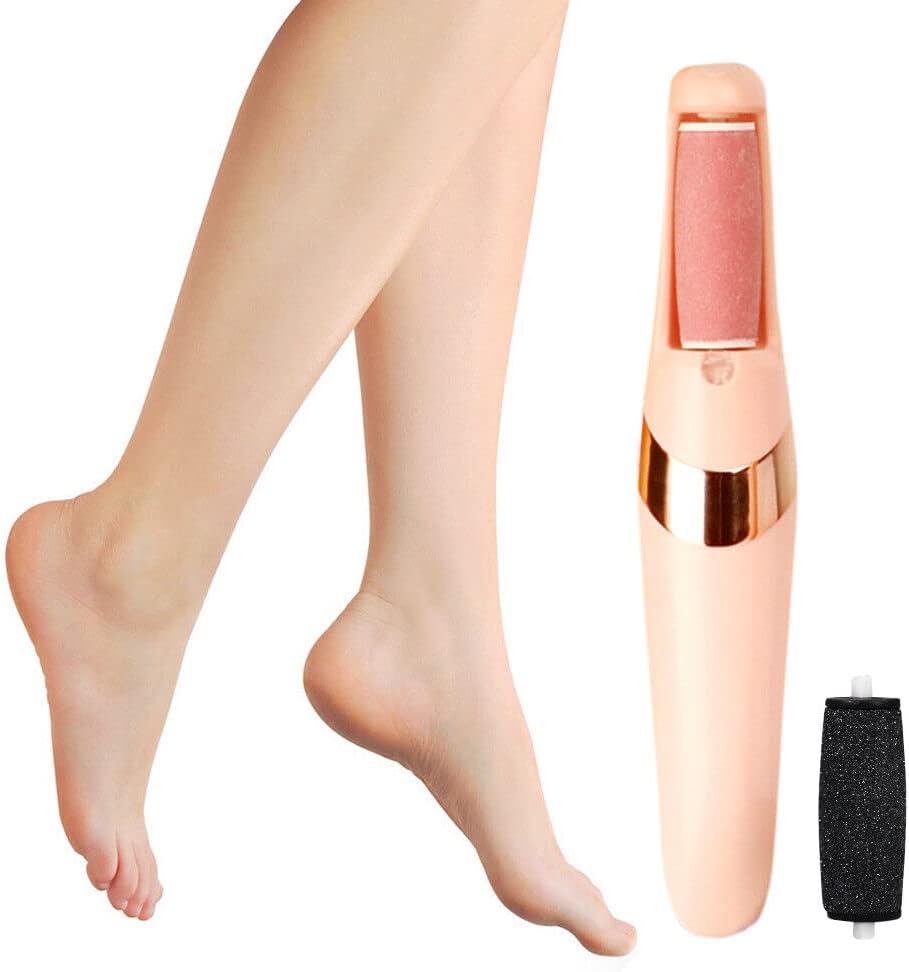 USB Rechargeable Electric Foot Grinder  Pedicure Tool With 2 Removable Roller Heads For Smooth Soft 2