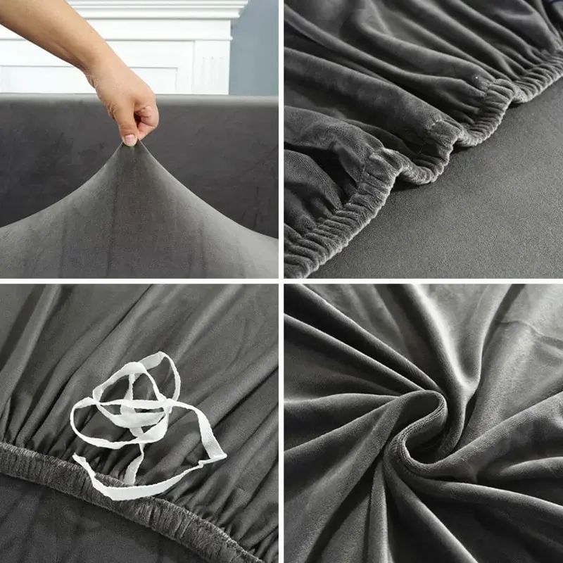 Velvet Shell Chair Cover Solid Color Stretch Armless Seat Slipcover For Dining Room Home Hotel Wedd 3