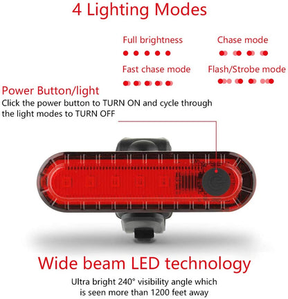 Ultra Bright USB Rechargeable Rear Bike Tail Light Red LED Safety Taillight For Easy Bicycle Instal 4