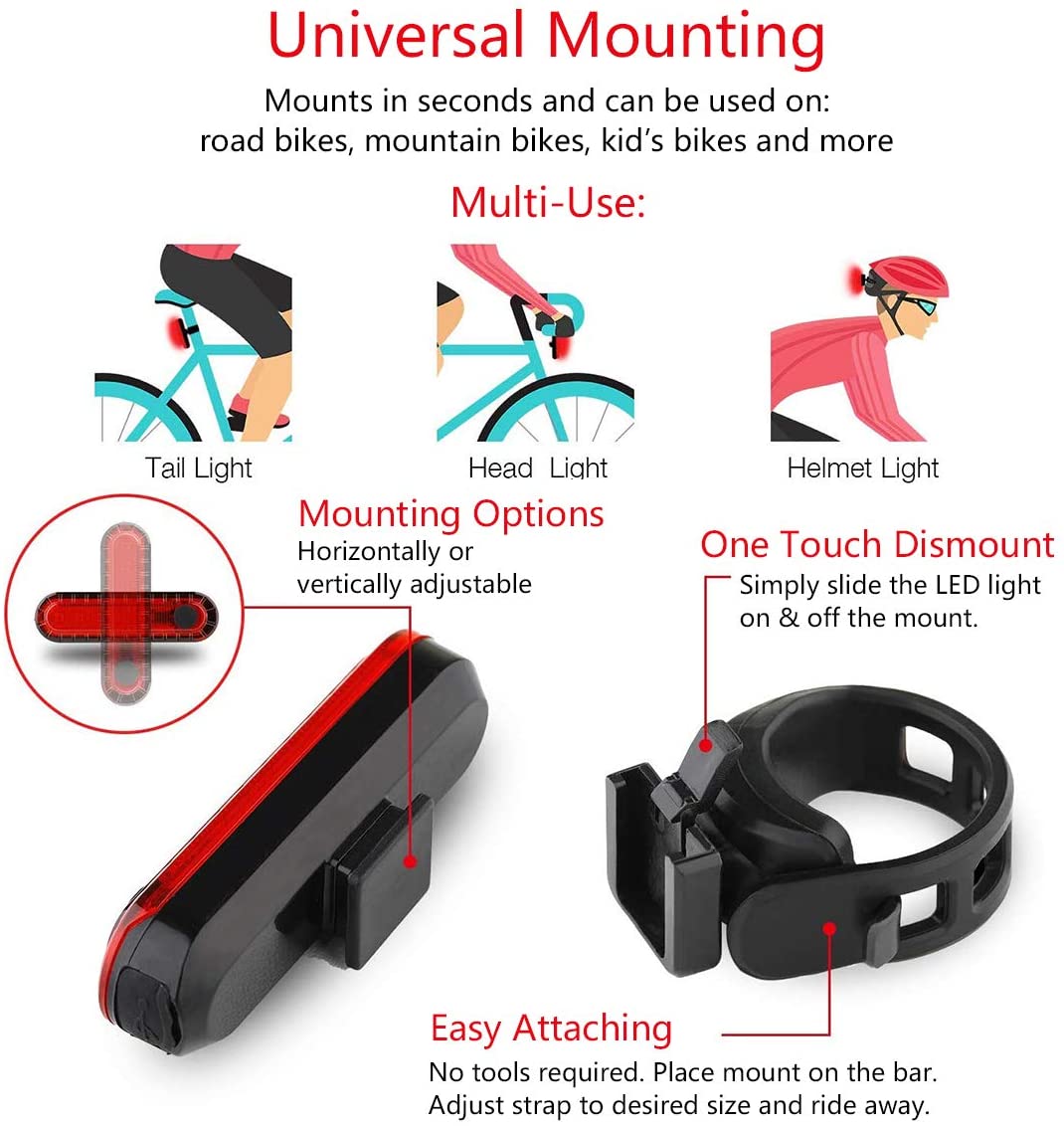 Ultra Bright USB Rechargeable Rear Bike Tail Light Red LED Safety Taillight For Easy Bicycle Instal 3