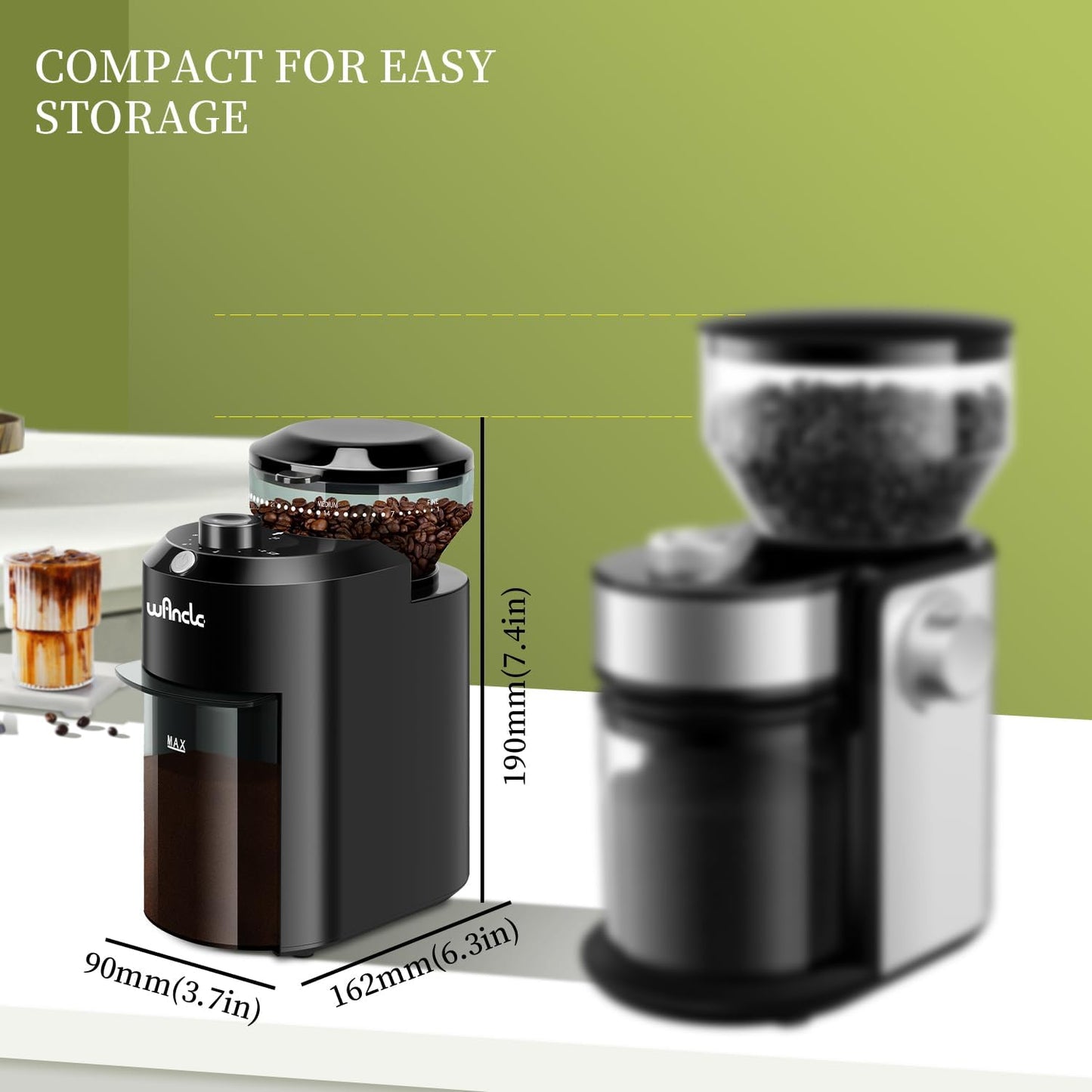 Wancle Electric Burr Coffee Grinder  Conical Burr Mill With 28 Grind Settings For Espresso To Frenc 3