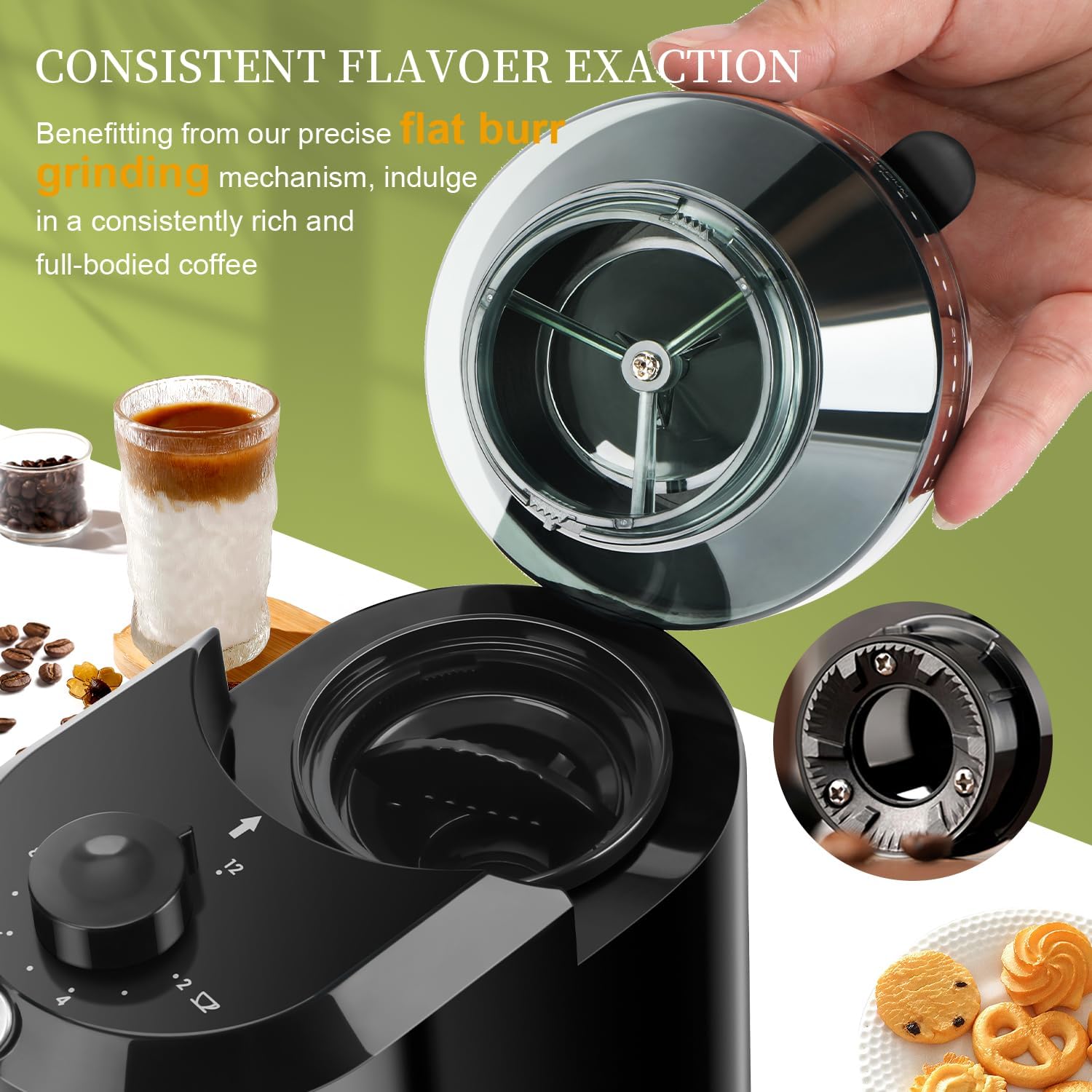 Wancle Electric Burr Coffee Grinder  Conical Burr Mill With 28 Grind Settings For Espresso To Frenc 2