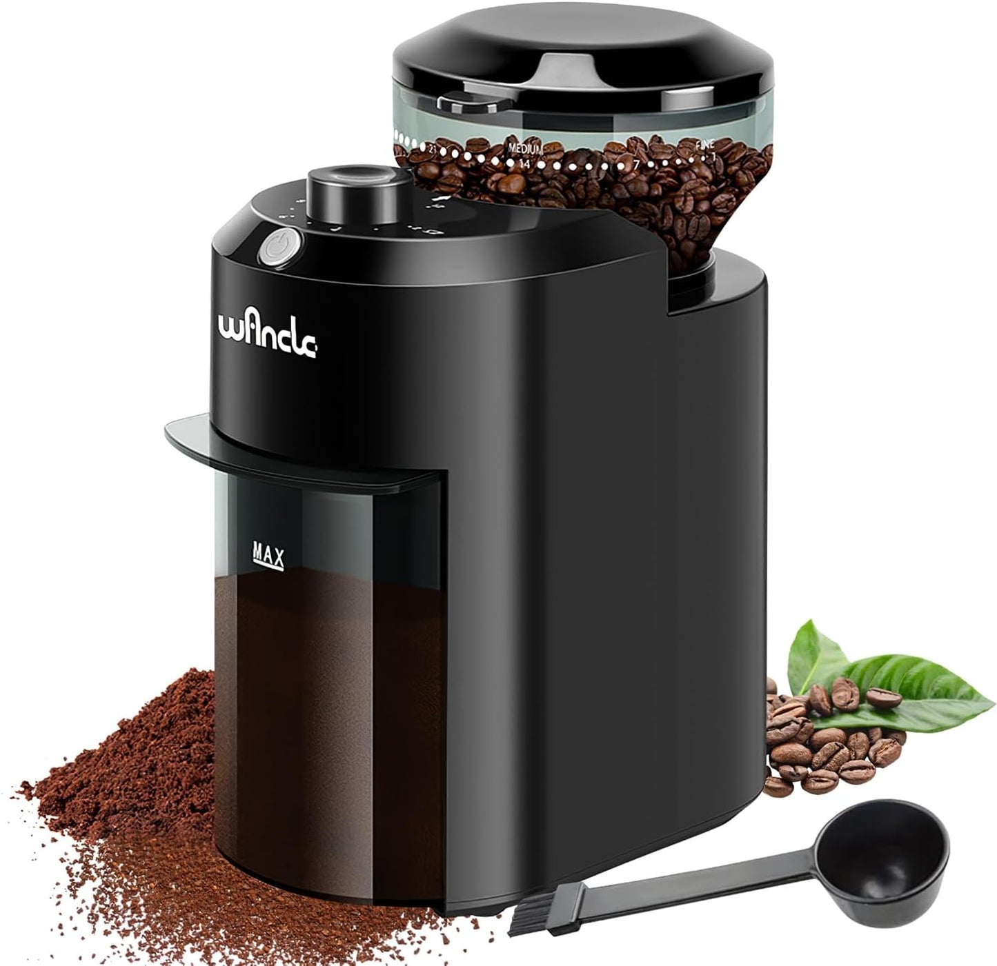 Wancle Electric Burr Coffee Grinder – Conical Burr Mill with 28 Grind Settings for Espresso to French Press (120V/220V)