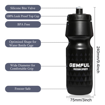 Bike Water Bottle, BPA-Free Squeeze Drink Cup, 24oz Lightweight Reusable Plastic for Sports & Cycling