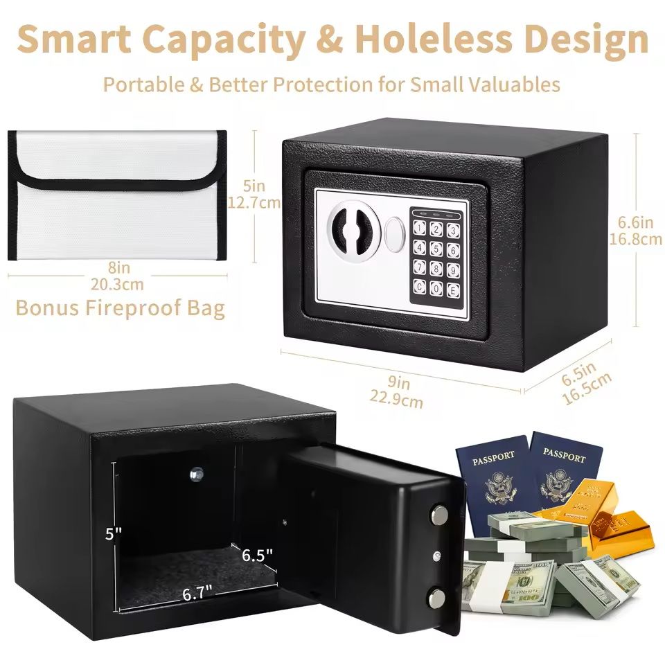 Steel Digital Safe Box With Electronic Lock And Fireproof Money Bag For Home Security 2
