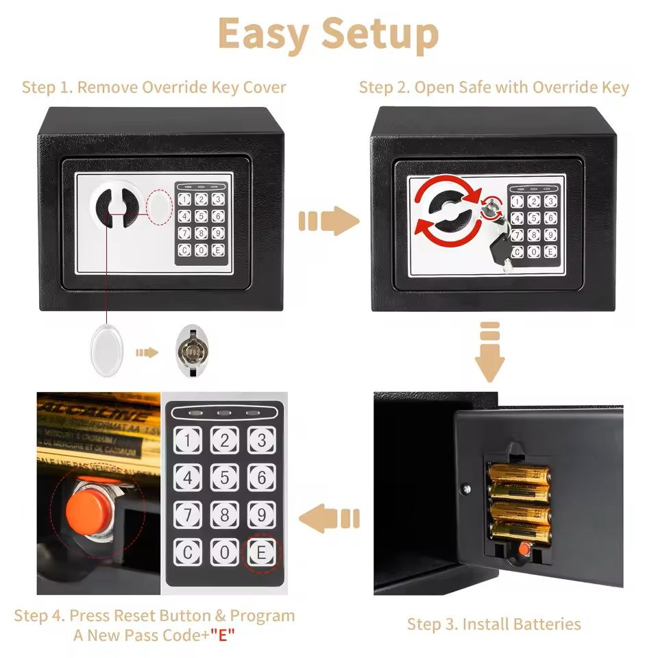 Steel Digital Safe Box With Electronic Lock And Fireproof Money Bag For Home Security 4
