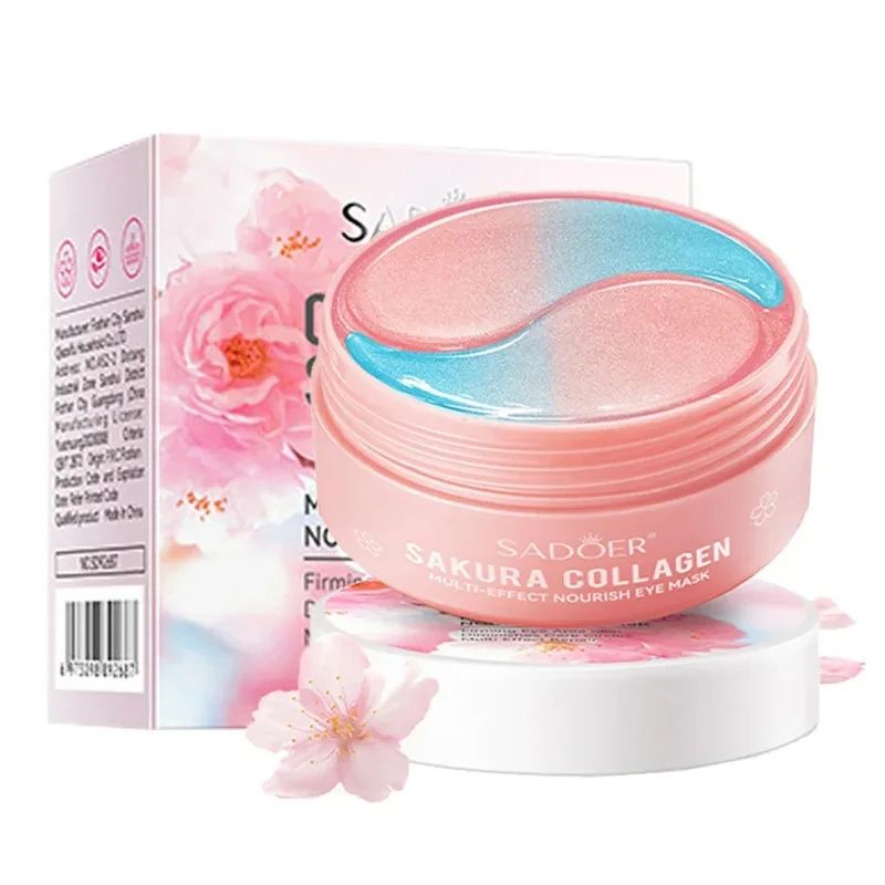 SADOER Sakura Collagen Eye Mask, Anti Dark Circles & Puffiness, Moisturizing & Firming Eye Patches for Under-Eye Skin
