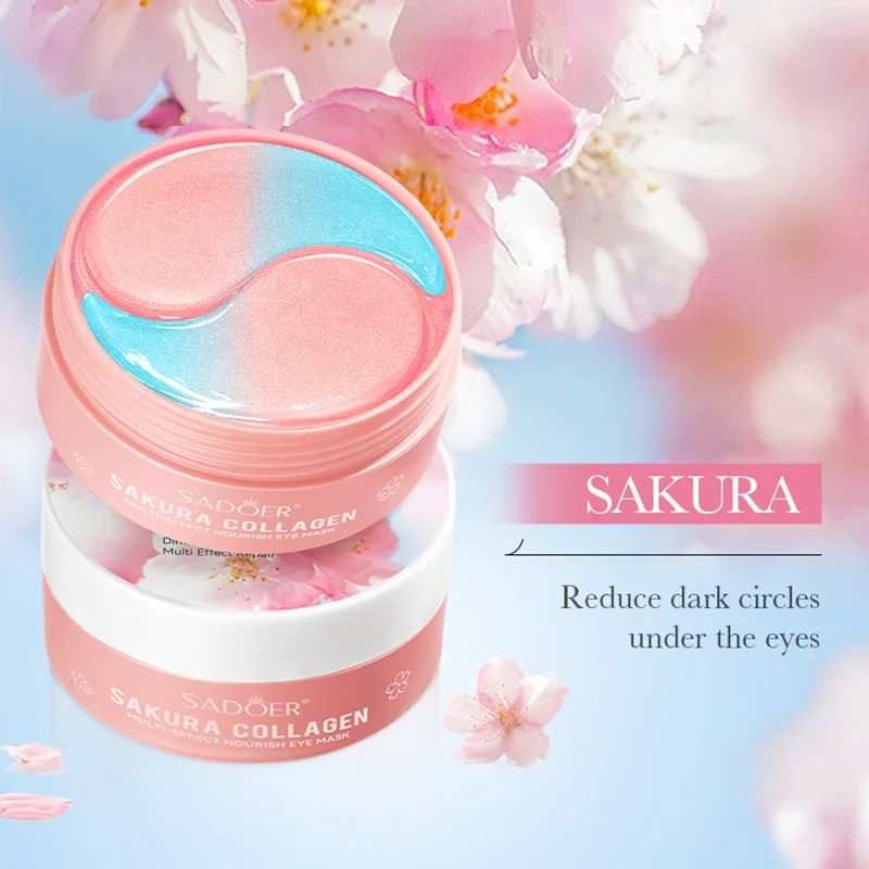 SADOER Sakura Collagen Eye Mask Anti Dark Circles  Puffiness Moisturizing  Firming Eye Patches For  1