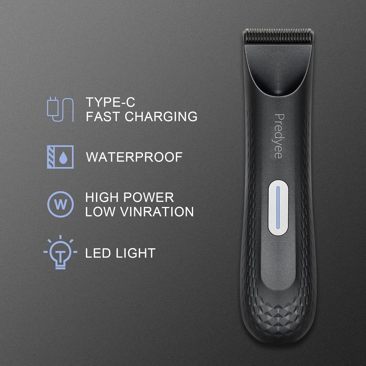 Electric Groin & Body Hair Trimmer for Men – Waterproof Groomer with Replaceable Ceramic Blade