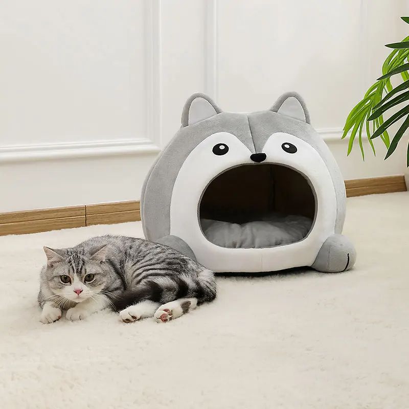 Plush Cat House Sofa Warm Pet Bed Small Dog Cushion Kittens Cave Puppy Tent Mat Soft Basket For Cat 1