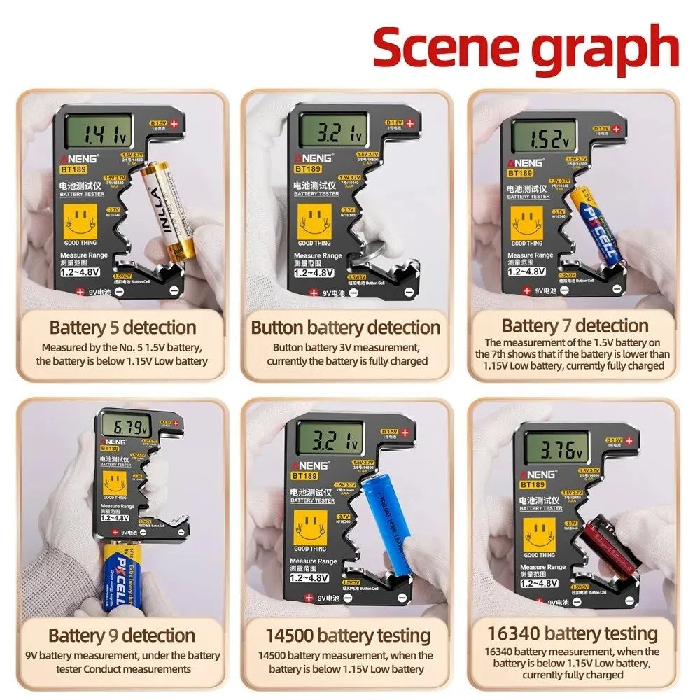 ANENG Universal LCD Battery Tester Test AA AAA C D 9V Button Cells Household Power Bank Detector 2