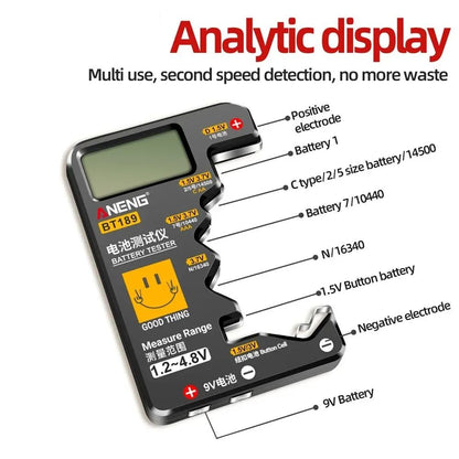 ANENG Universal LCD Battery Tester Test AA AAA C D 9V Button Cells Household Power Bank Detector 4