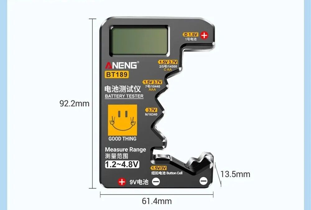 ANENG Universal LCD Battery Tester Test AA AAA C D 9V Button Cells Household Power Bank Detector 5