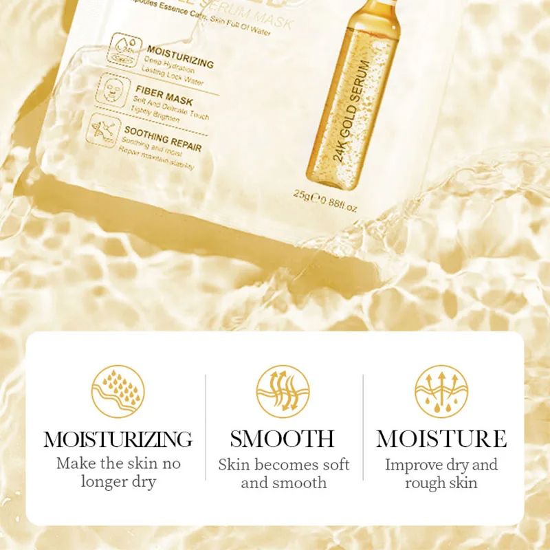Gold Hyaluronic Acid Facial Masks Firming Moisturizing Brightening Hydrating Skin Care Treatment 1