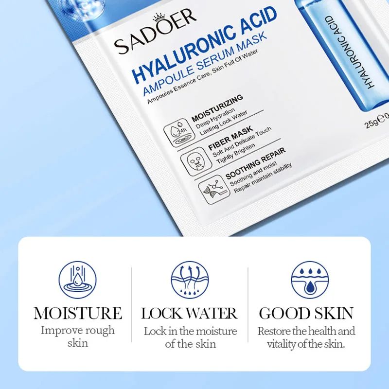 Gold Hyaluronic Acid Facial Masks Firming Moisturizing Brightening Hydrating Skin Care Treatment 3