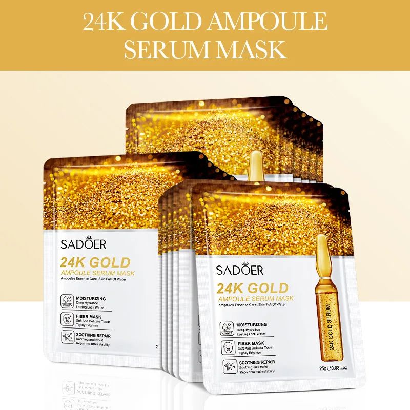 Gold Hyaluronic Acid Facial Masks Firming Moisturizing Brightening Hydrating Skin Care Treatment 4