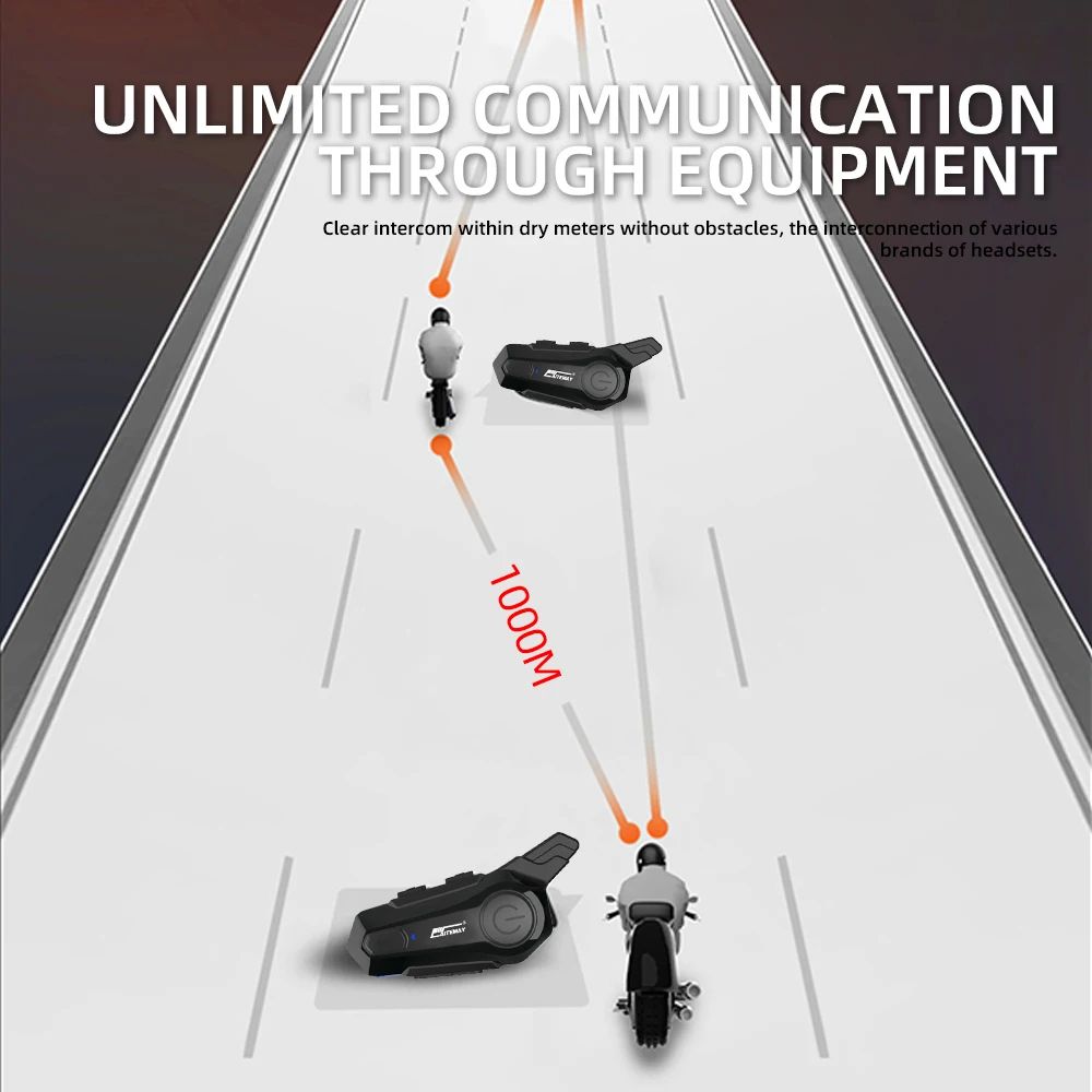 Bluetooth Motorcycle Intercom Headset Wireless Helmet Interphone Handsfree Communication With IPX6  1