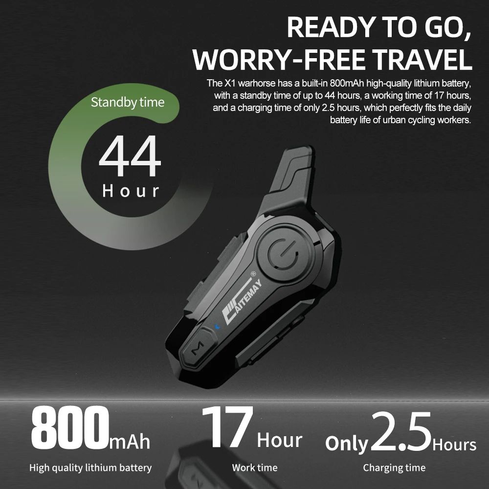 Bluetooth Motorcycle Intercom Headset Wireless Helmet Interphone Handsfree Communication With IPX6  2