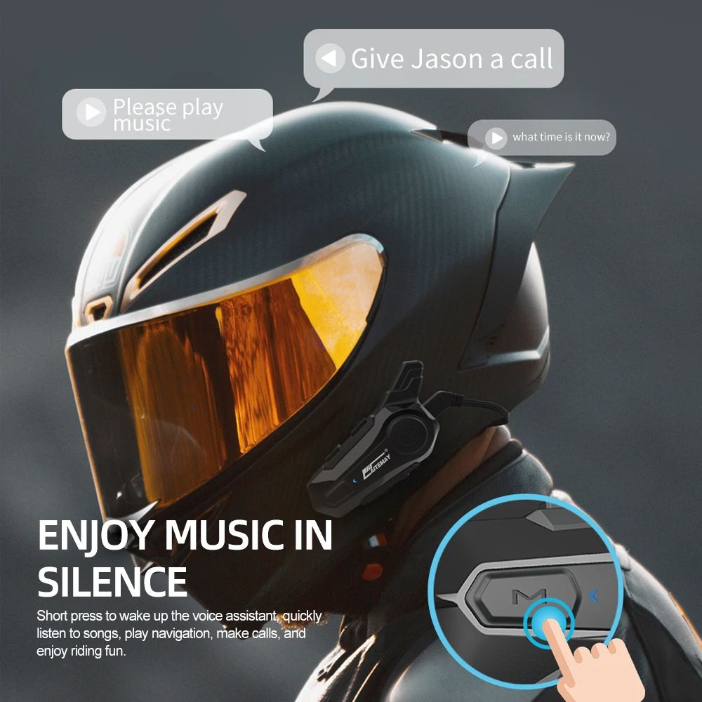 Bluetooth Motorcycle Intercom Headset Wireless Helmet Interphone Handsfree Communication With IPX6  3