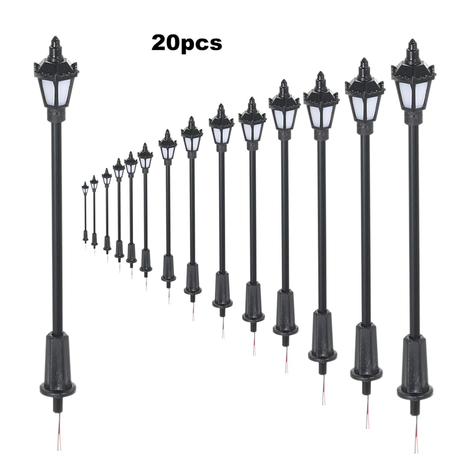 Warm White LED Model Street Lights, Scale Lampposts for Railway Layouts, Garden, and Playground Scenery