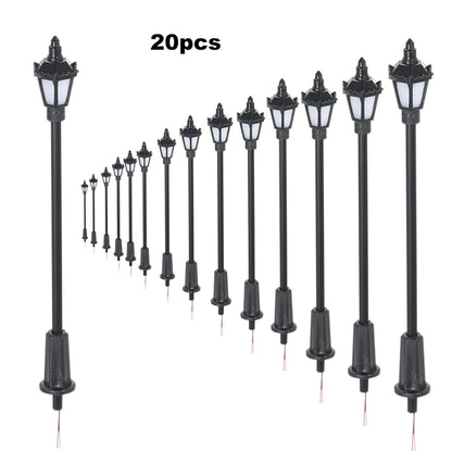 Warm White LED Model Street Lights, Scale Lampposts for Railway Layouts, Garden, and Playground Scenery
