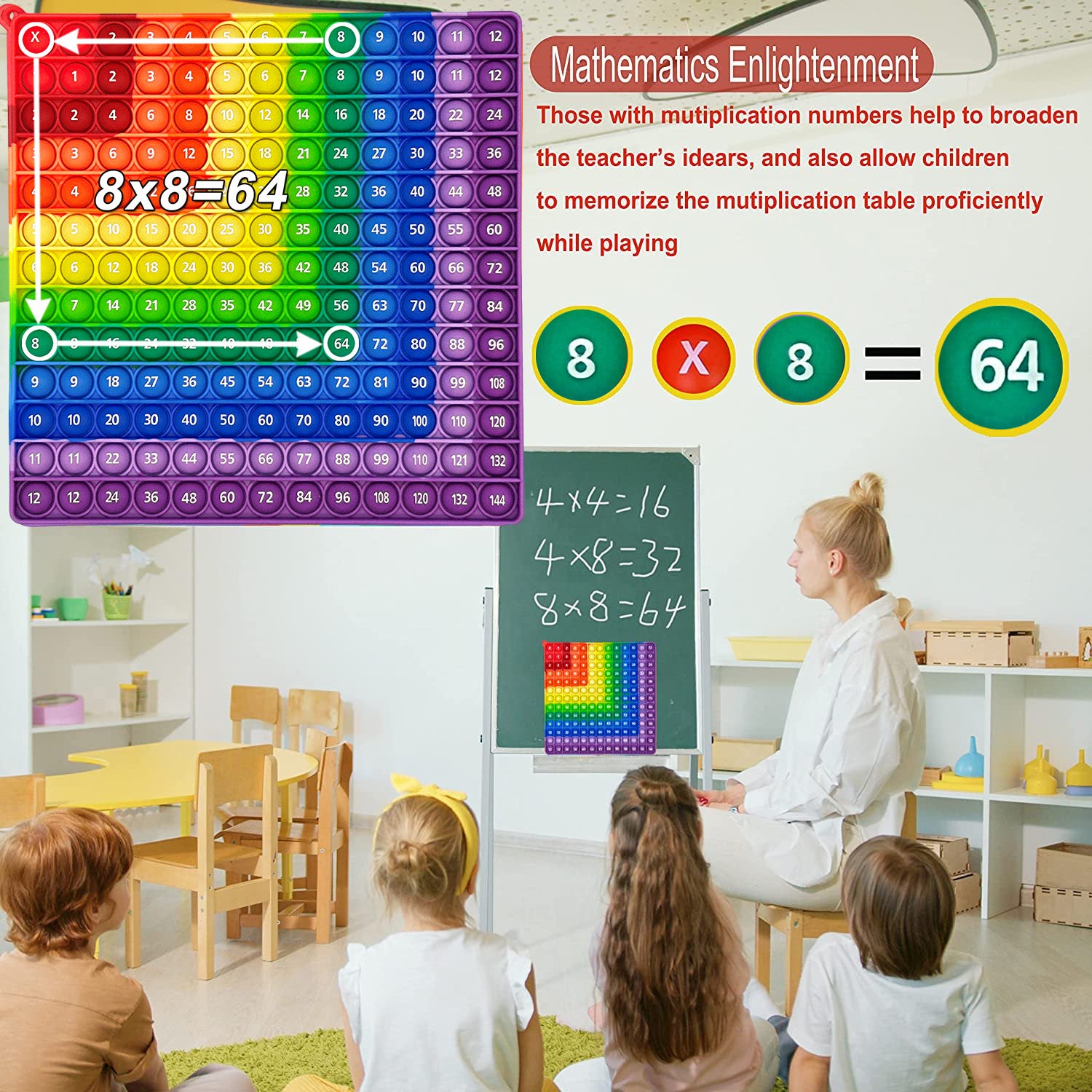 Educational Times Table Push Bubble Fidget Pop Toy Colorful Math Teaching Resource  Stress Relief T 3