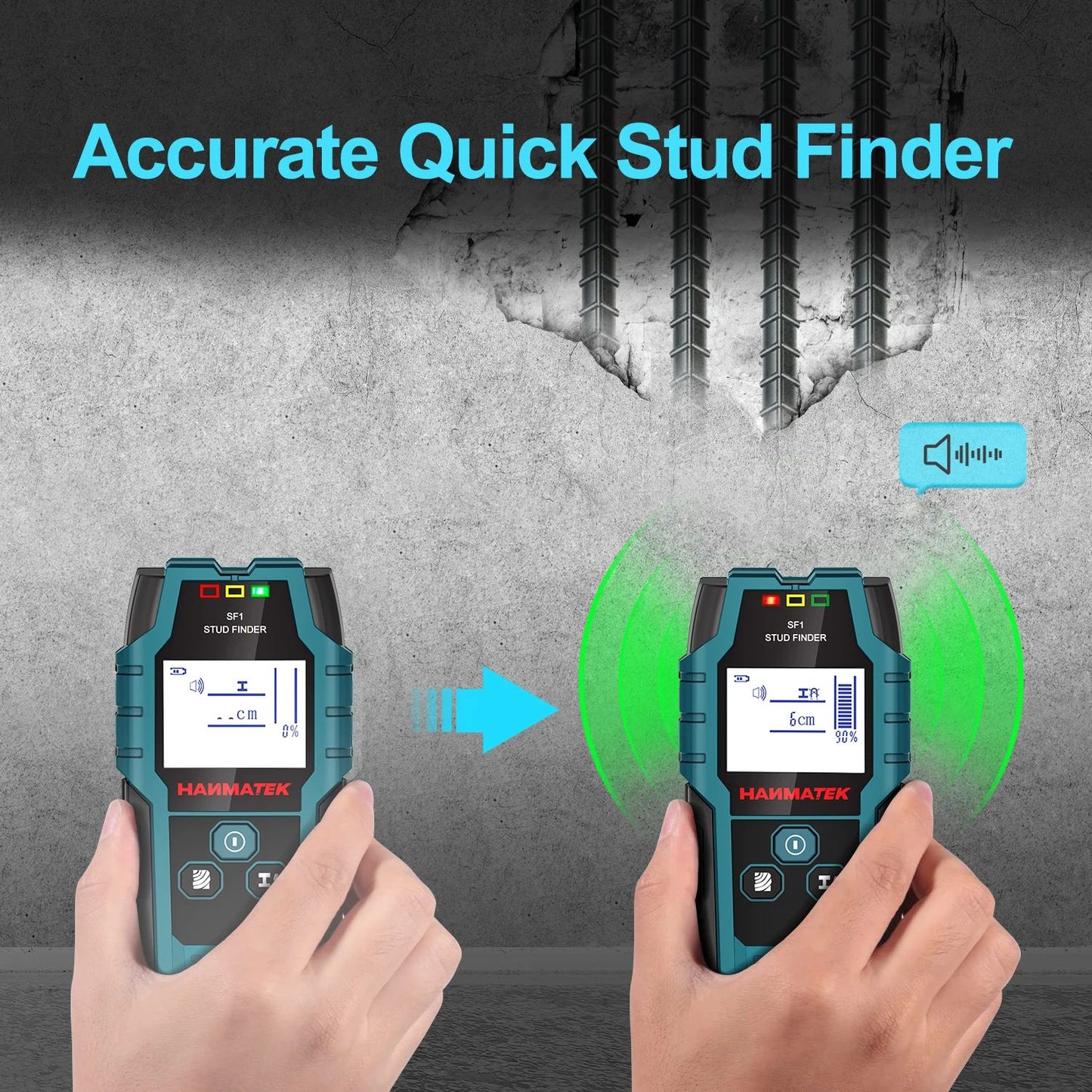 HANMATEK Stud Finder Wall Scanner For Wood Studs Metal Detection Live Cable Detection And Depth Mea 1