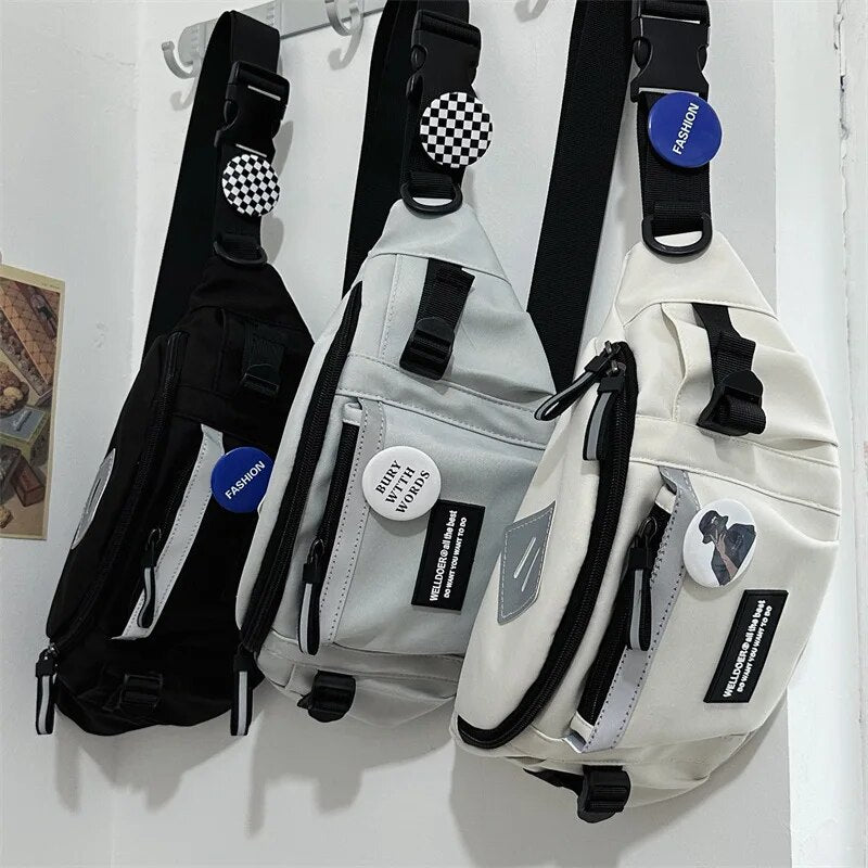 Unisex Reflective Crossbody Chest Bag Versatile Waist Bag For College Students Purses  Handbags 1