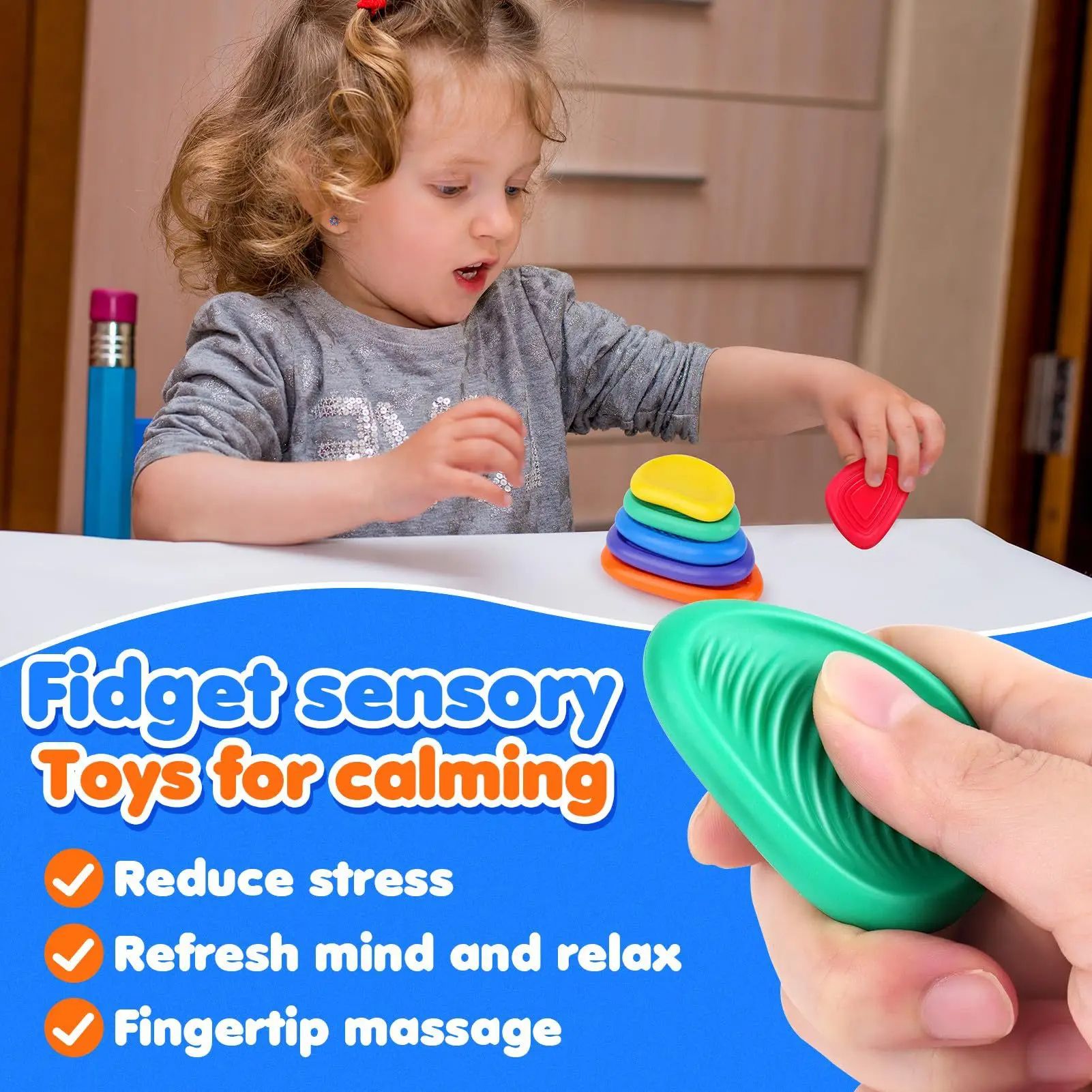 Textured Silicone Sensory Fidget Toys For Adults  Kids Calming Worry Stones For Autism ADHD And Anx 1
